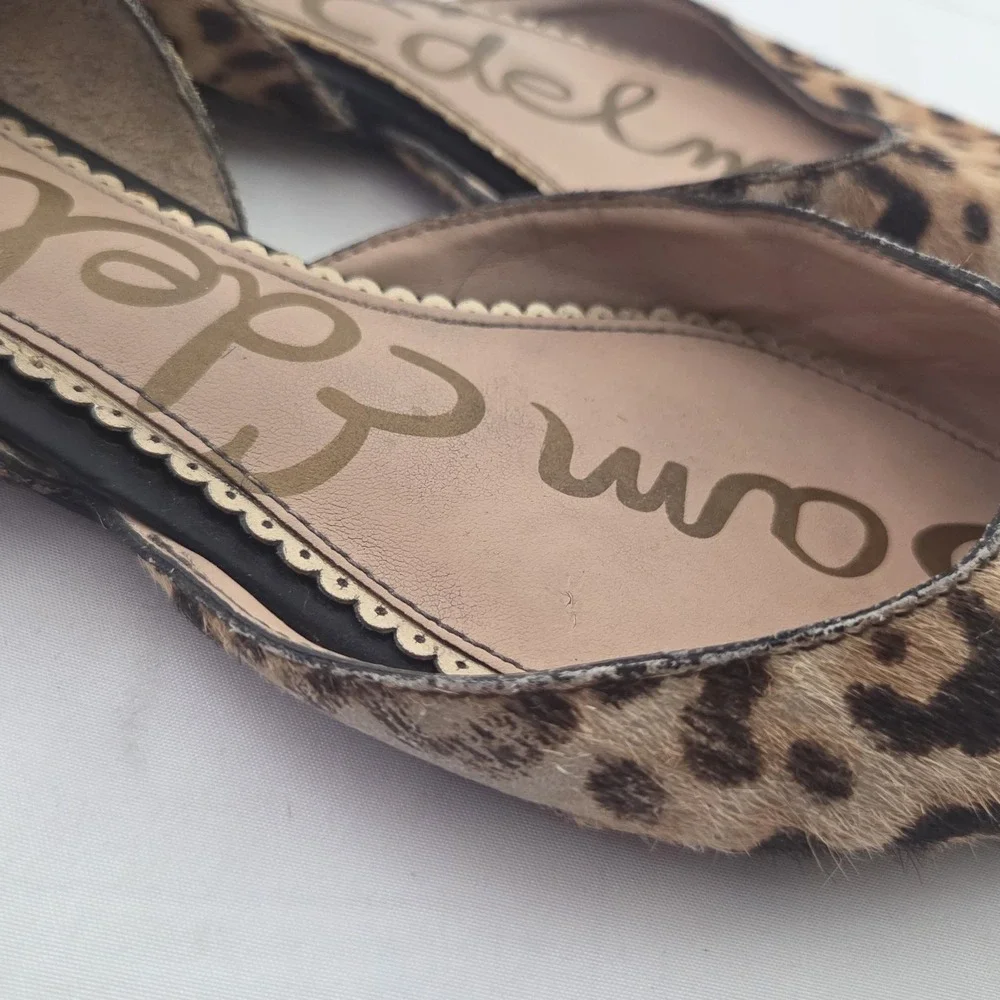 Sam Edelman Flats Womens 7.5 Calf Hair Animal Print Pointed Toe D'Orsay Shoes